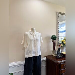 Theory Cream Short Sleeve Button-Up Shirt